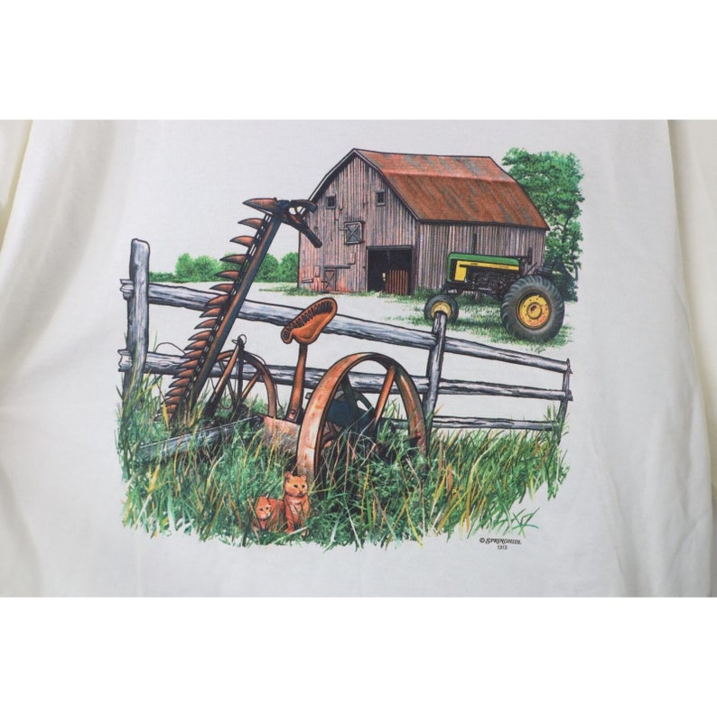 90s Country Primitive Mens 2XL XXL Farmhouse Barn Tractor T-Shirt USA, Vintage Farmhouse T-Shirt, 1990s Tractor T-Shirt, Country Farm Shirt image 4