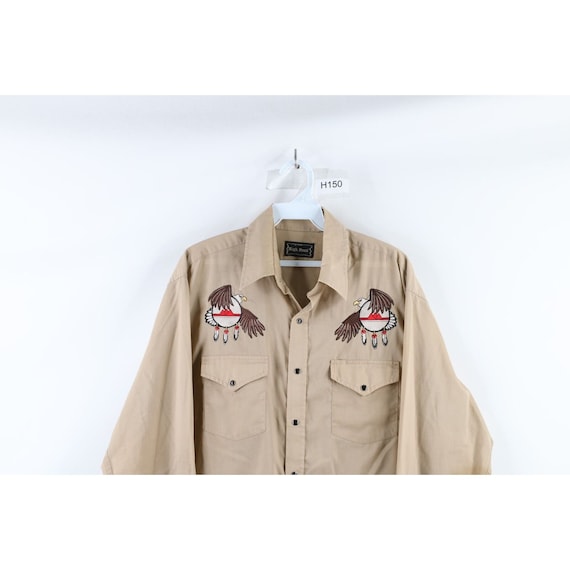 70s Rockabilly Mens L Eagle Native American Weste… - image 2