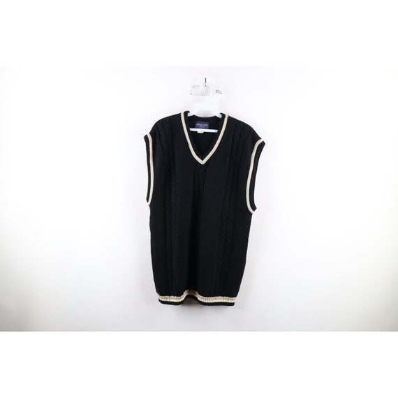 90s Streetwear Mens XL Blank Chunky Ribbed Cable … - image 1