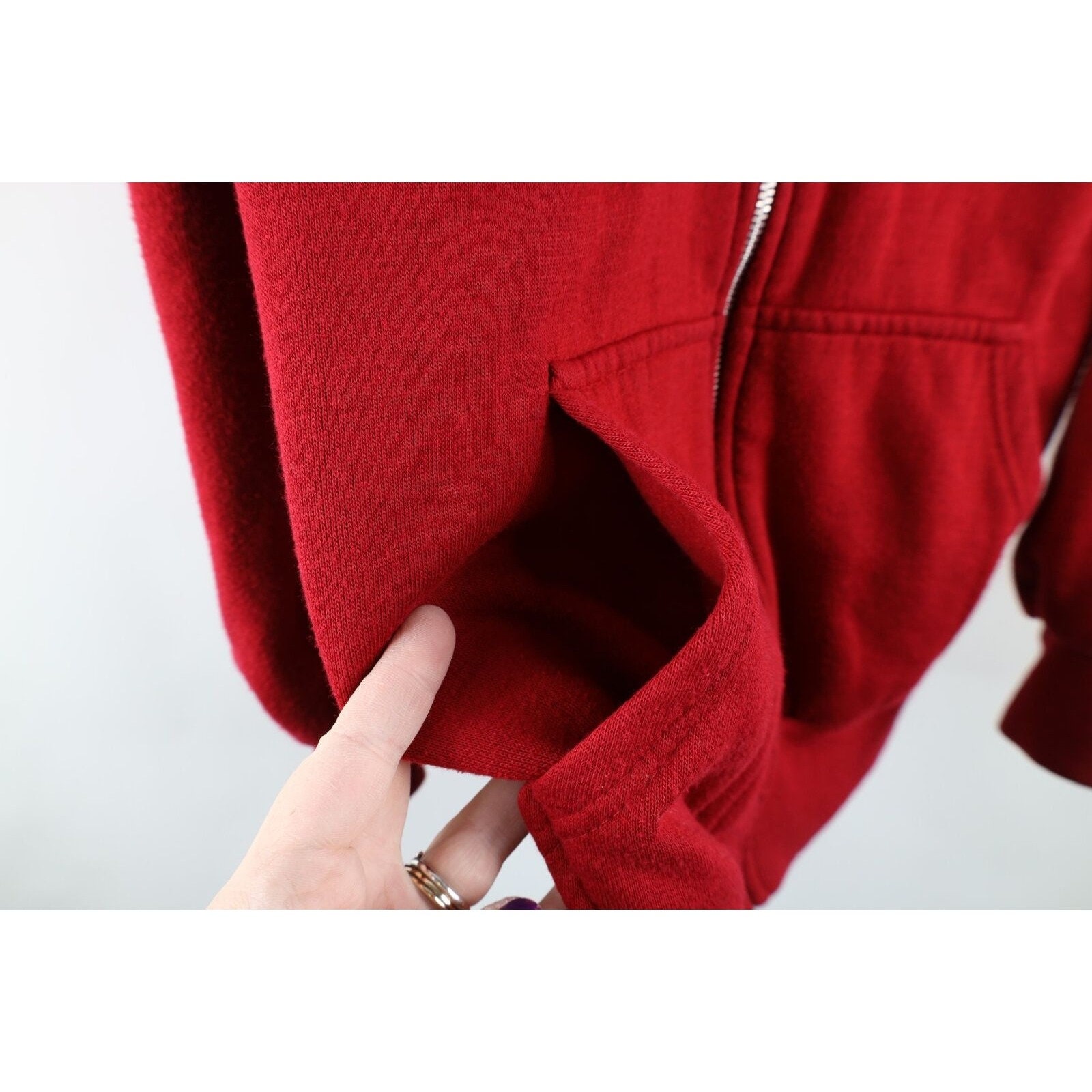 トップス 70s vintage fade sweat 70s Streetwear Mens Small Faded Blank Thermal Waffle Knit