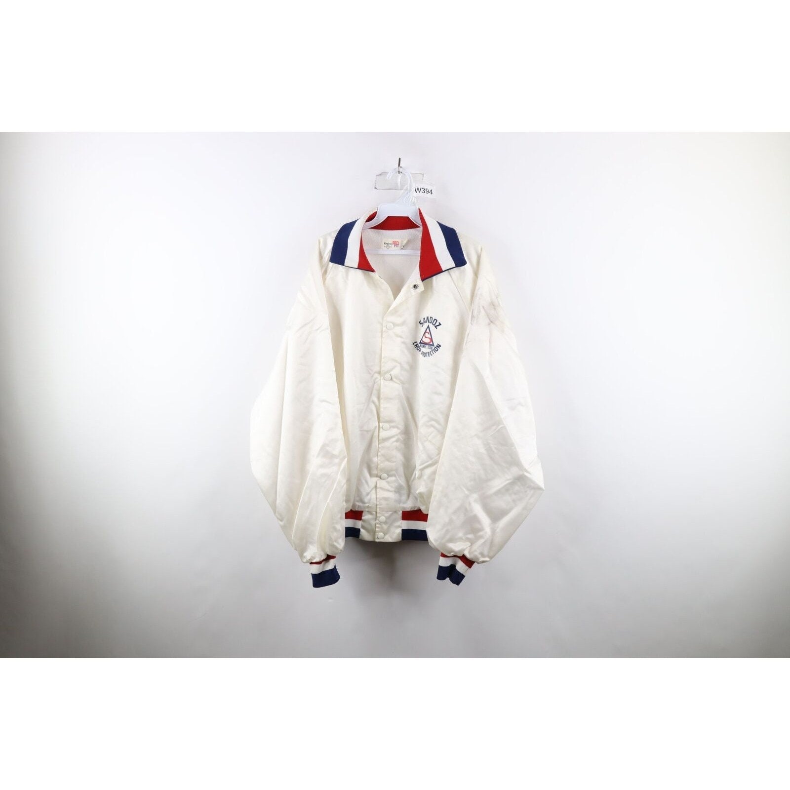 80s Mens 2XL Spell Out Sandoz Crop Protection Satin Bomber