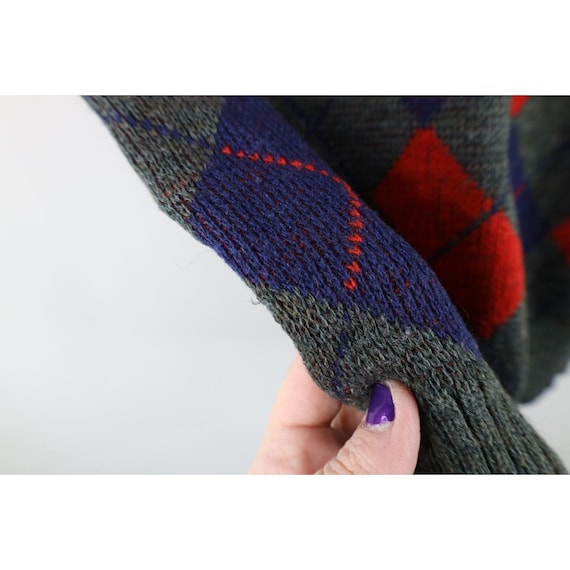 70s Streetwear Mens Size XL Wool Blend Knit Argyl… - image 5