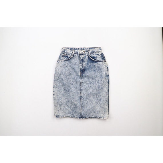 90s Streetwear Womens 7 Distressed Acid Wash Knee Length Denim Skirt USA Vintage Acid Wash Denim Skirt 1990s Acid Wash Skirt 1990s Skirt