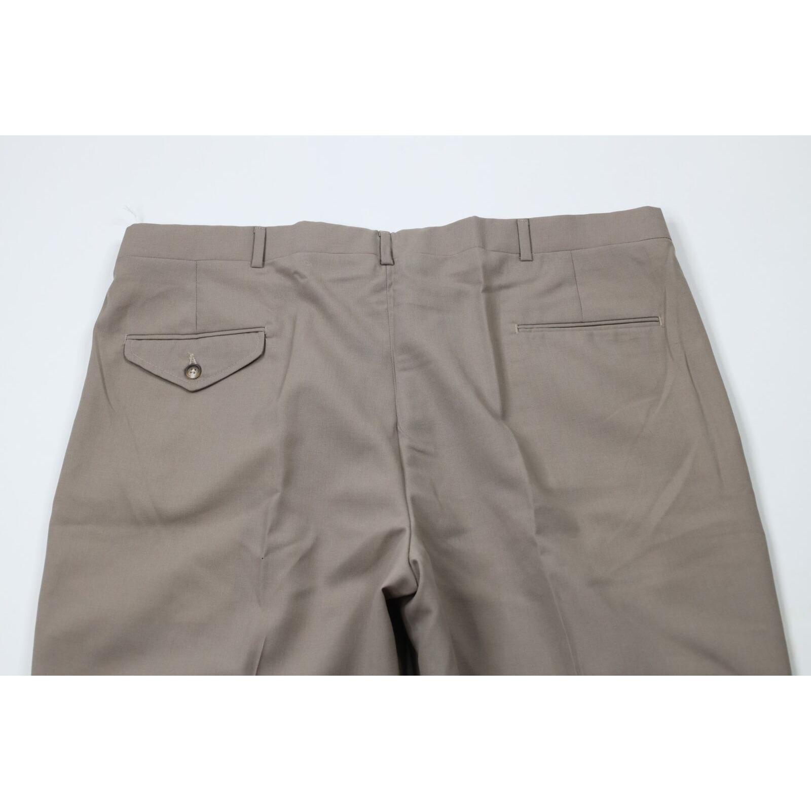 90s Lands End Mens 42x35 Wool Blend Pleated Cuffed Wide Leg