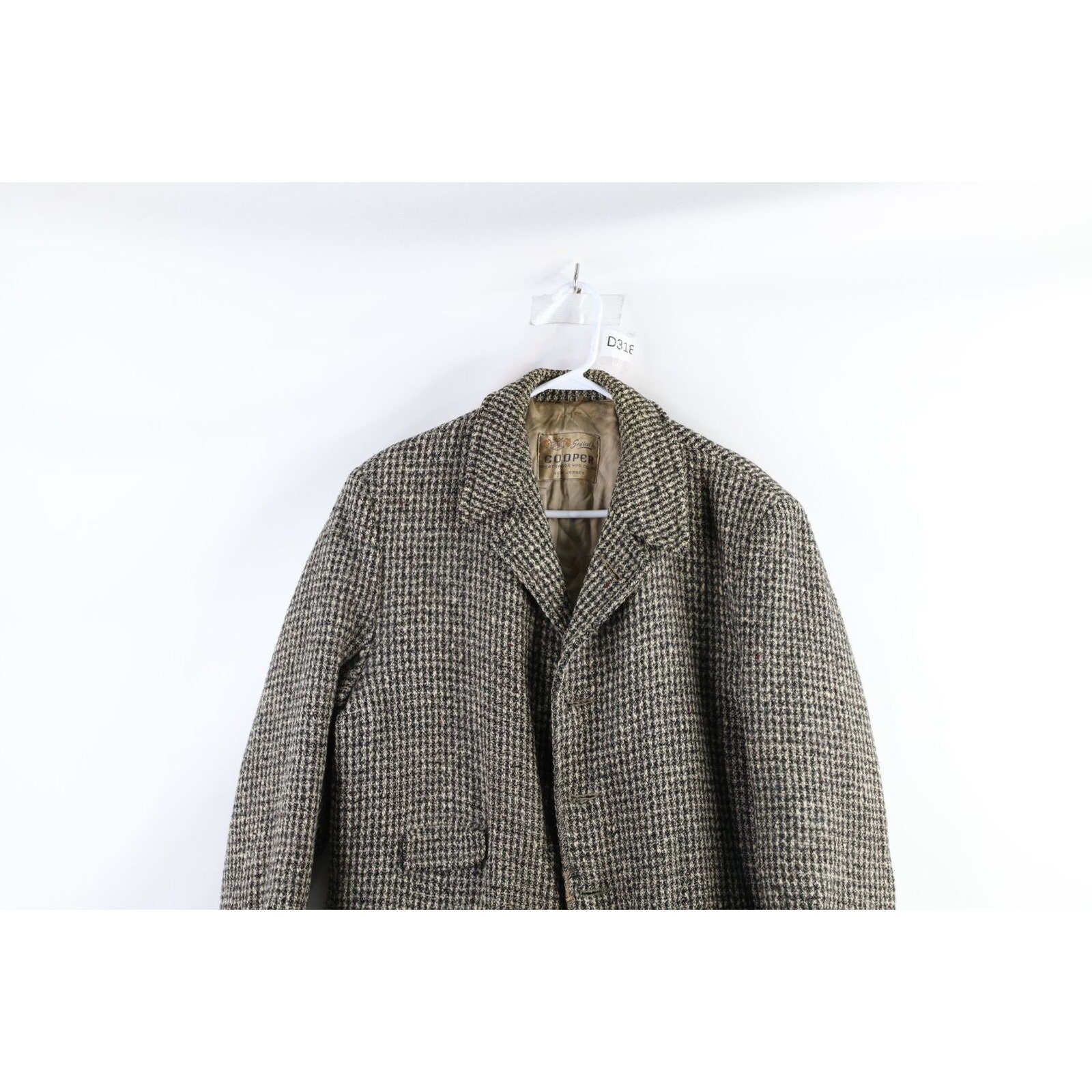 50s Streetwear Mens XL Distressed Quilt Lined Wool Tweed