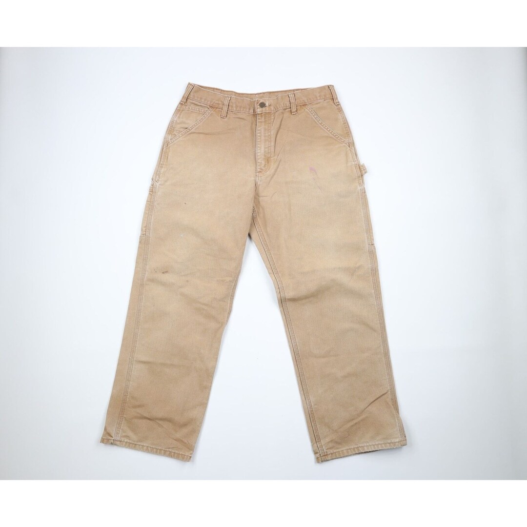 90s Carhartt Mens 34x30 Distressed Spell Out Wide Leg