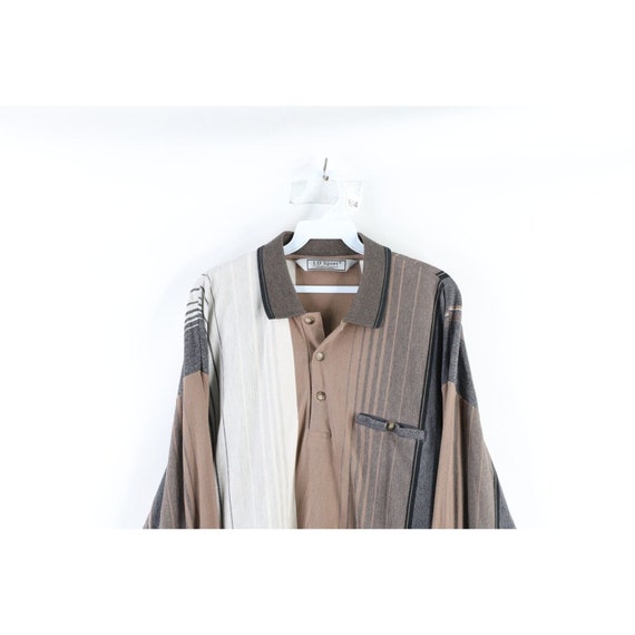 90s Streetwear Mens 2XL Faded Striped Collared Pu… - image 2