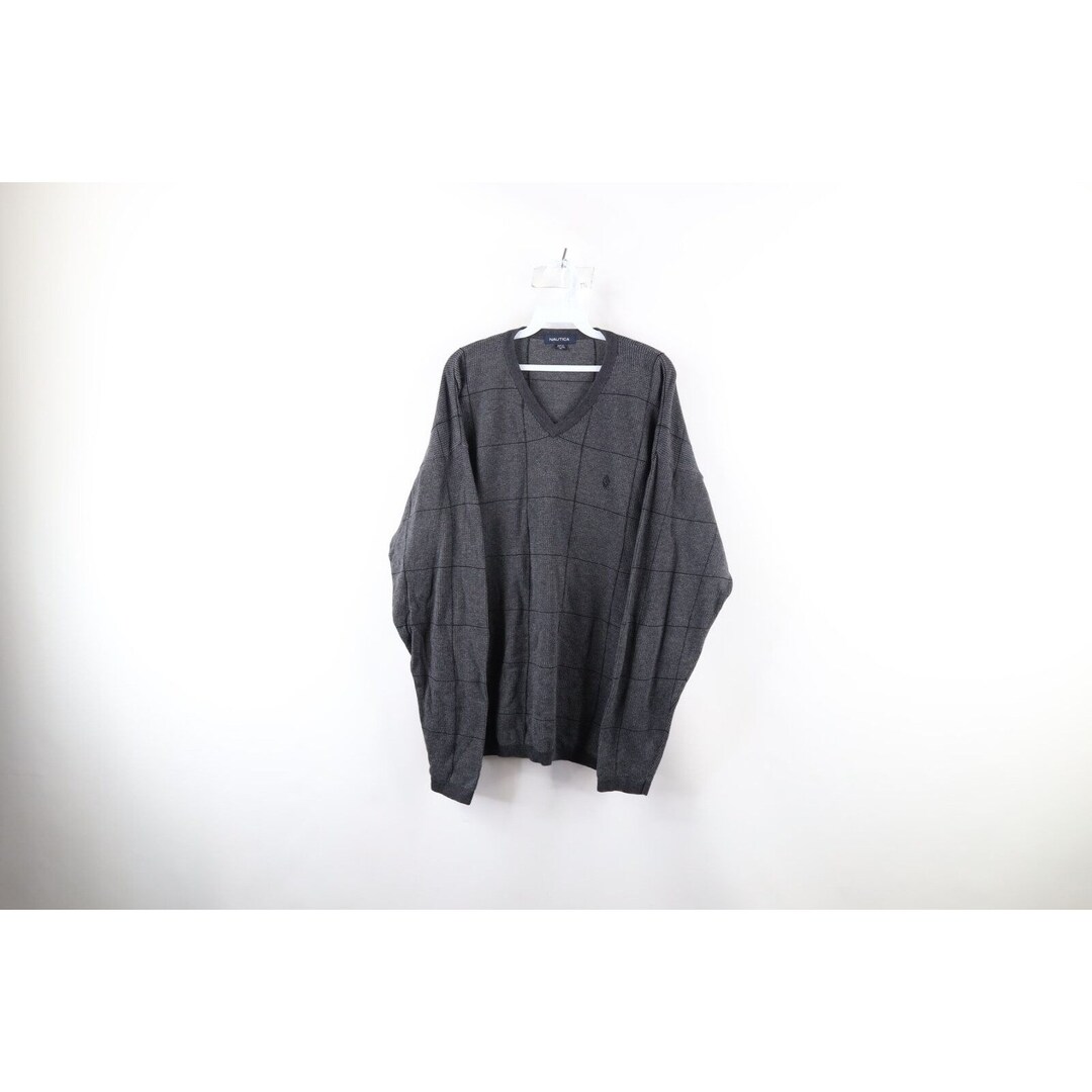 90s Nautica Mens Size XL Cotton Knit Sailing V-neck Sweater 90s Nautica Mens Size XL Cotton Knit Sailing V-neck Sweater
