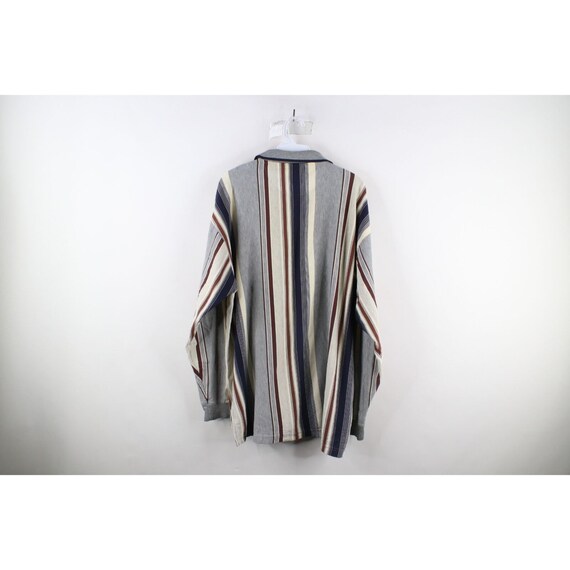 90s Streetwear Mens XL Distressed Striped Collare… - image 8