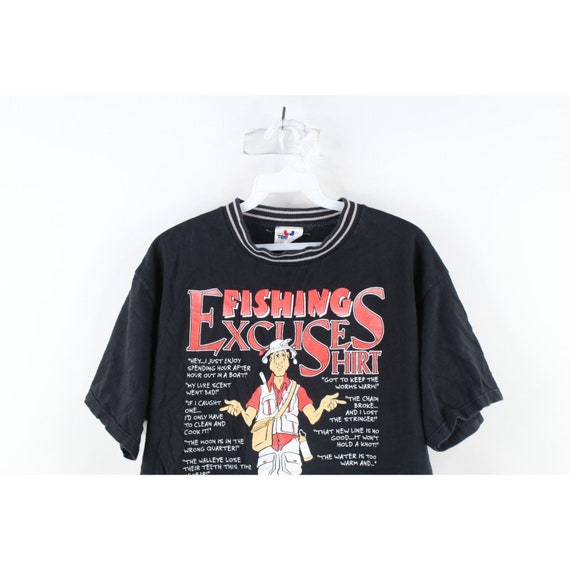 90s Mens Large Faded Spell Out Fishing Excuses Sh… - image 2
