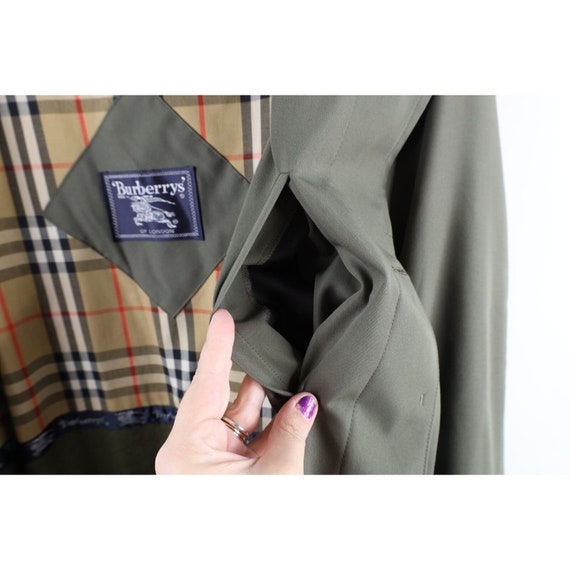 90s Burberry Mens 42R Novacheck Wool Lined Belted Trench Coat