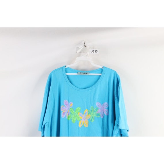 90s Streetwear Womens 3XL Faded Flower Short Slee… - image 2