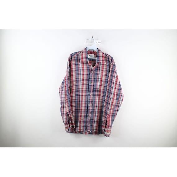 70s Streetwear Mens Large Thin Long Sleeve Collar… - image 1