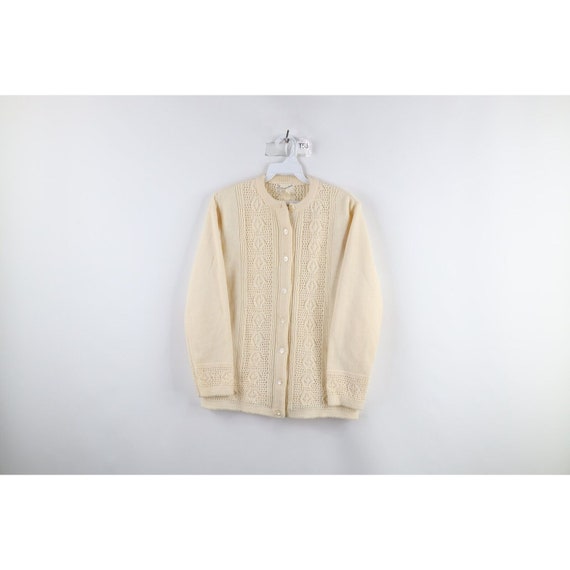 50s 60s Streetwear Womens S Ribbed Knit Button Ca… - image 1