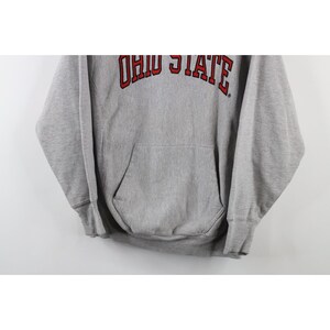 90s Womens Small Spell Out Ohio State University Heavyweight Hoodie Gray, Vintage Ohio State Buckeyes Hoodie, 90s Ohio State Football Hoodie zdjęcie 3