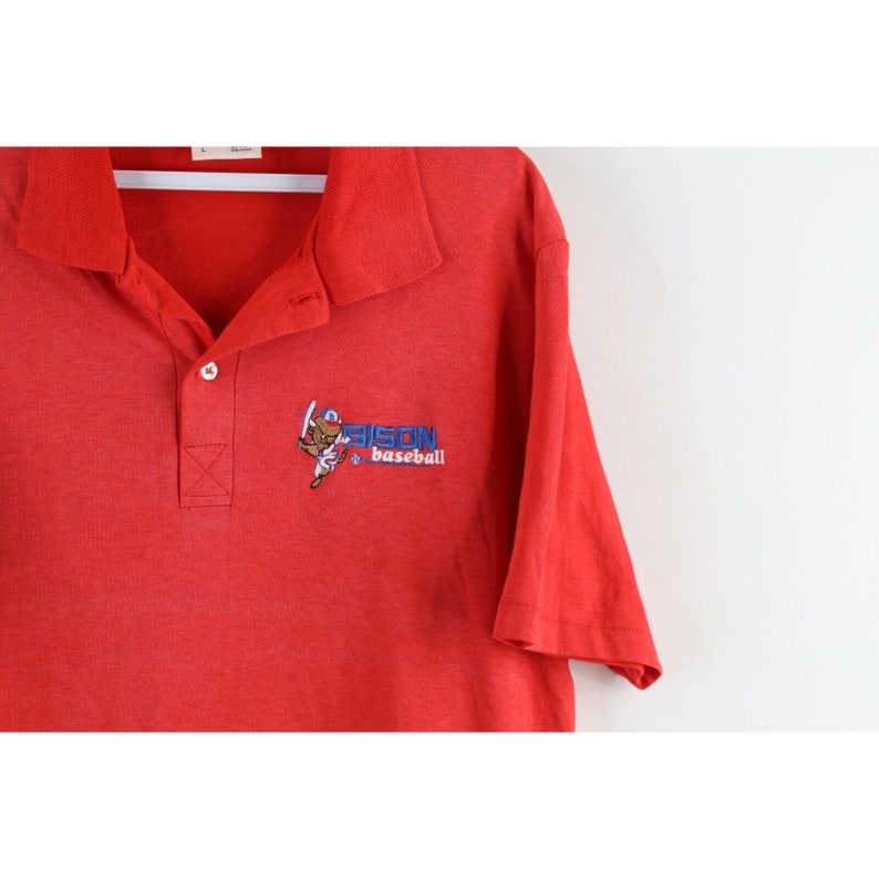 90s Minor League Baseball Mens L Faded Buffalo Bisons Collared Polo Shirt, Minor League Baseball Polo Shirt, Mens Buffalo Bisons Polo Shirt image 5