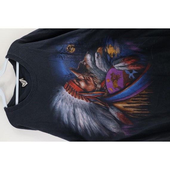 90s Streetwear Mens 2XL Faded Indian Wolf Nature … - image 5