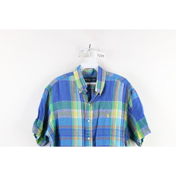 90s Ralph Lauren Mens Size Medium India Madras Pl… - image 2