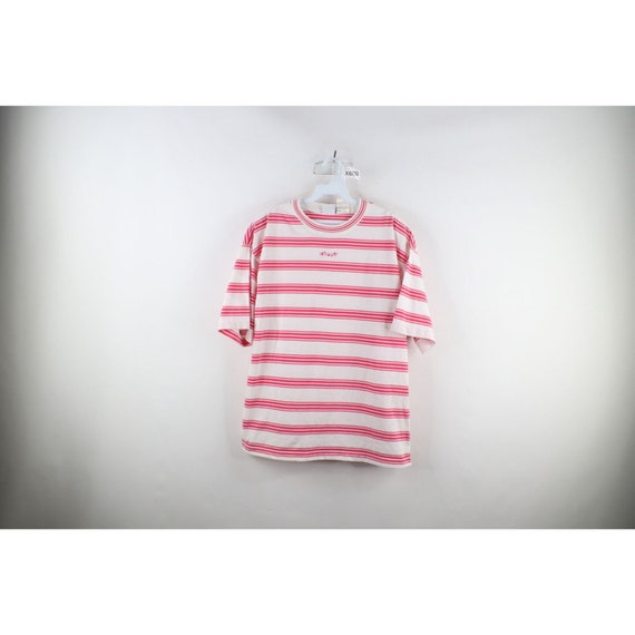 90s Streetwear Womens XL Flower Striped Color Blo… - image 1