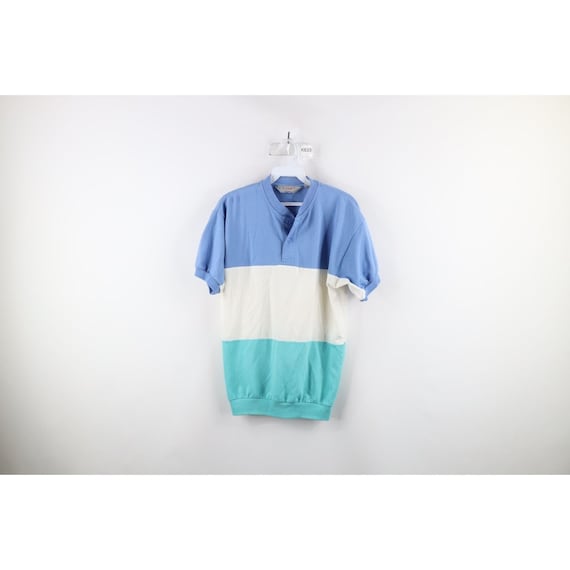 90s Streetwear Mens Small Faded Color Block Pullo… - image 1