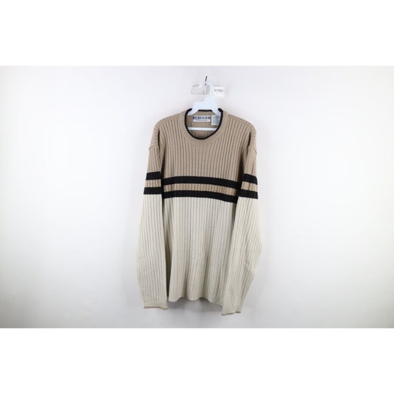 90s Streetwear Mens XL Striped Chunky Ribbed Knit 