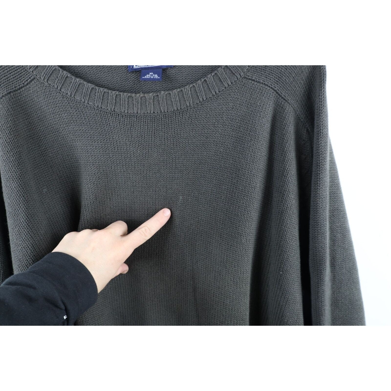 90s Lands End Mens XL Faded Blank Cotton Knit Crewneck