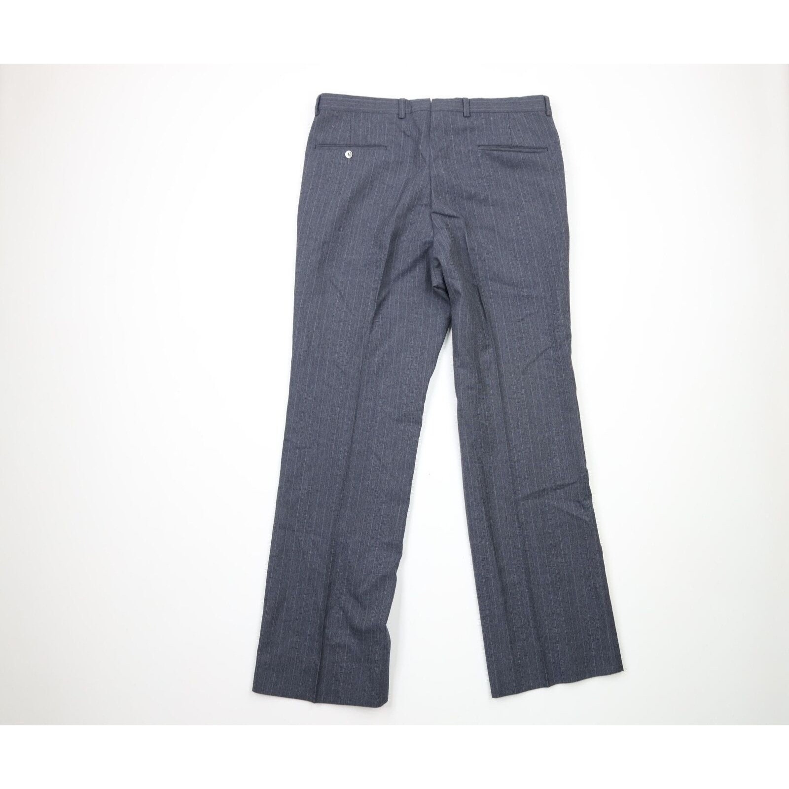 70s Streetwear Mens 34x32 Wool Pinstriped Wide Leg Bell