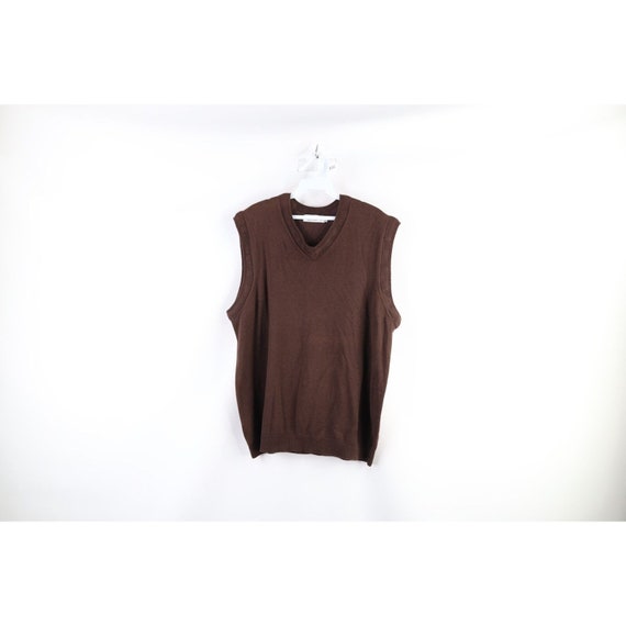 90s Streetwear Mens Size Large Blank Knit V-Neck … - image 1