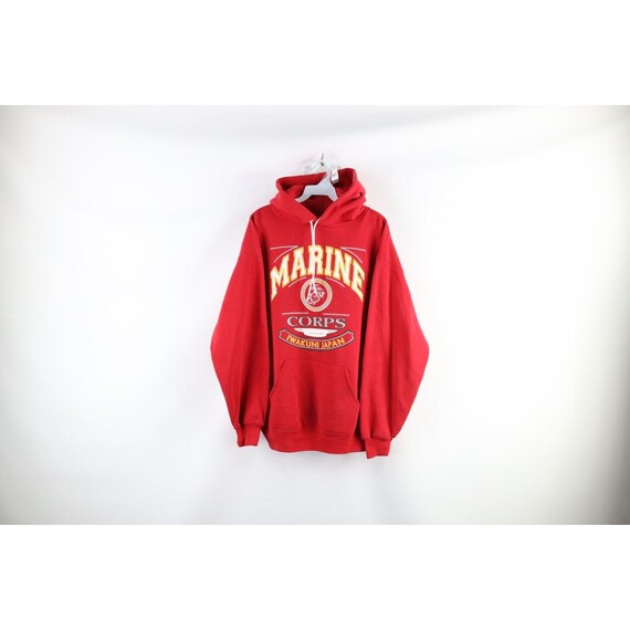 90s Mens Large USMC Marine Crops Iwakuni Japan Hoodie Sweatshirt