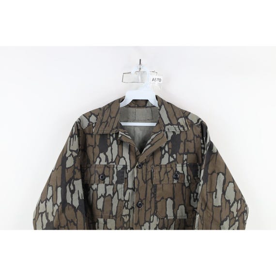 70s 80s Streetwear Mens Small Distressed Trebark Camouflage