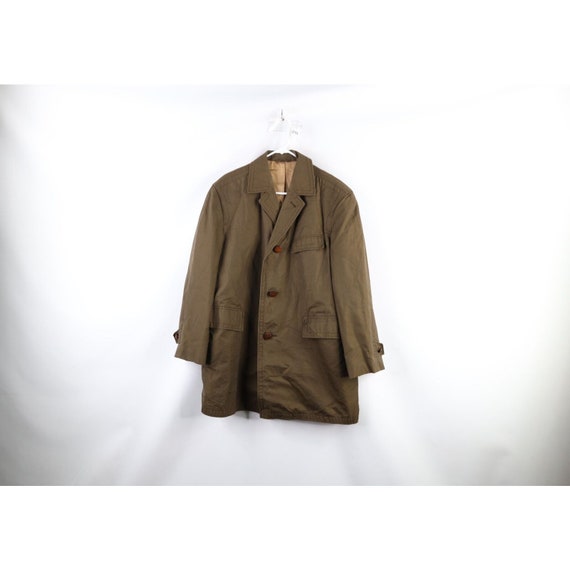 50s 60s Rockabilly Mens 48 Distressed Trench Coat 