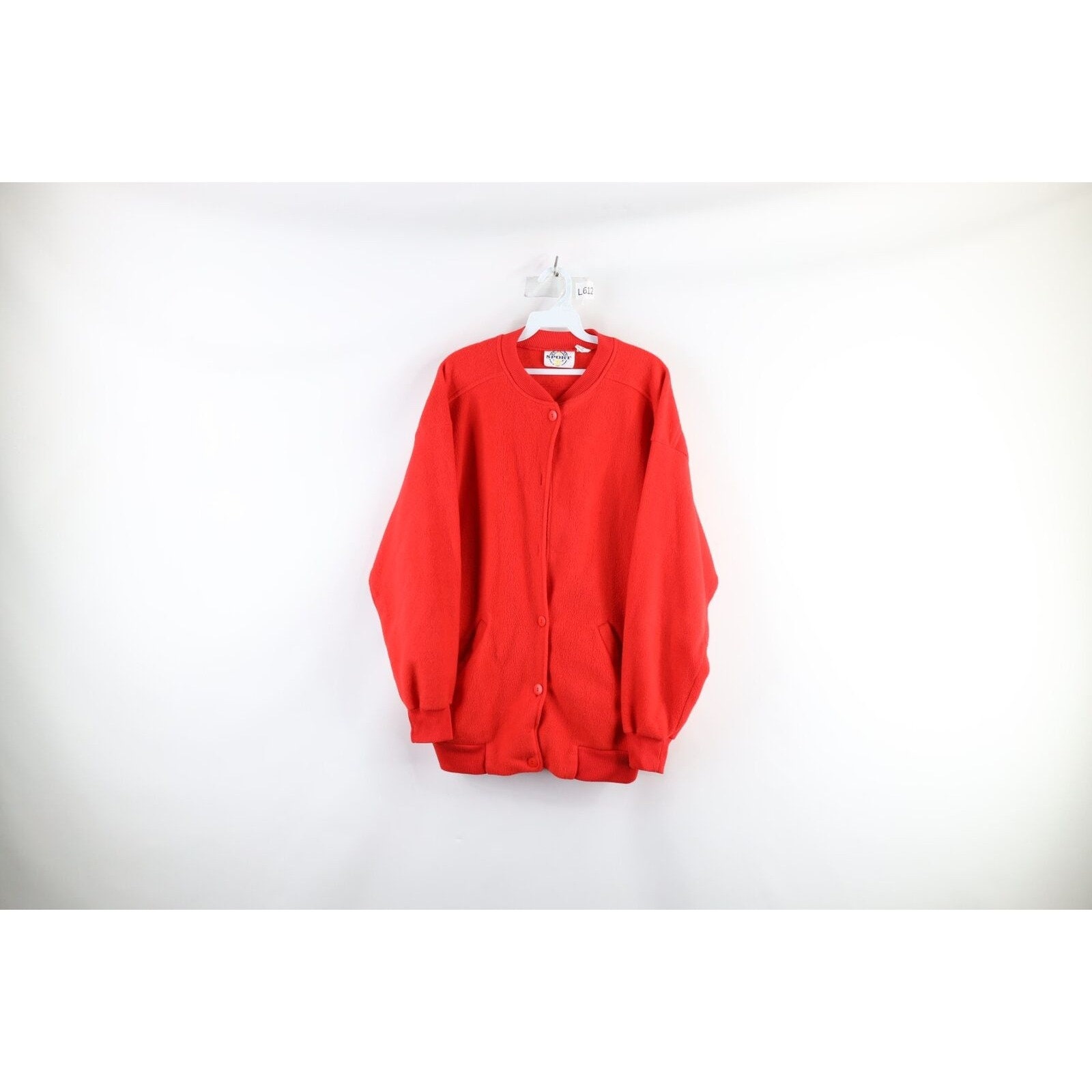 90s Streetwear Womens Size 1X Distressed Blank Fleece Bomber Jacket Red, Streetwear Distressed Bomber Jacket, Womens Blank Fleece Jacket Red