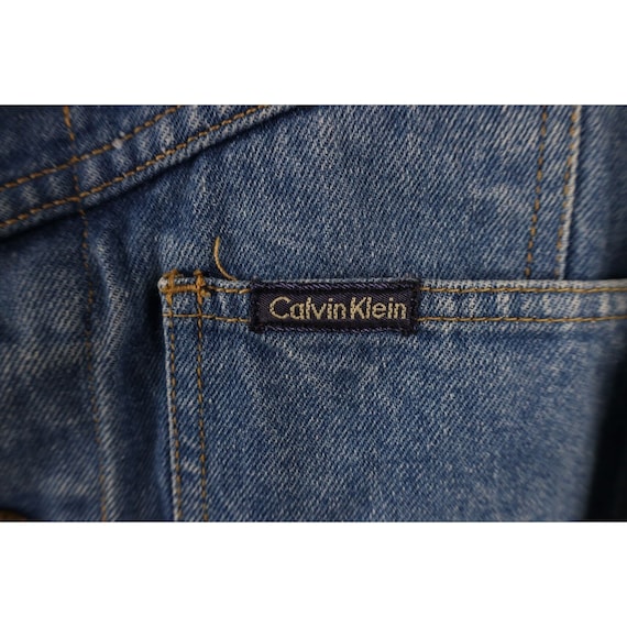 90s Calvin Klein Mens Small Faded Spell Out Denim… - image 4
