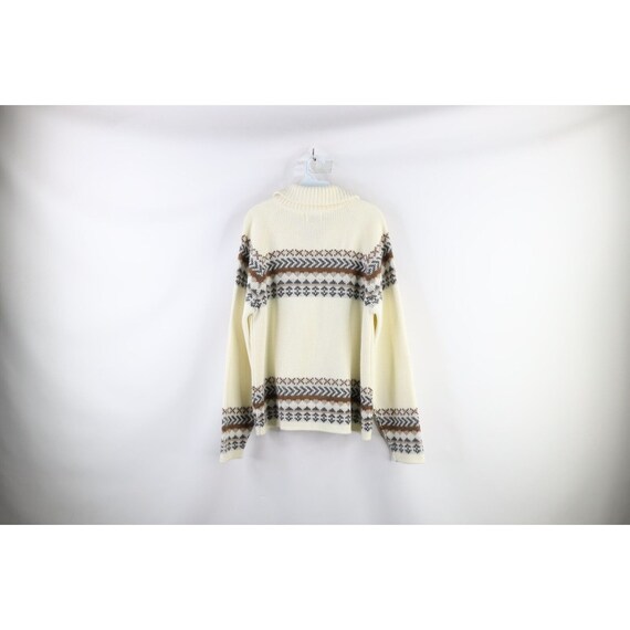 70s Streetwear Mens L Fair Isle Nordic Knit Full … - image 6