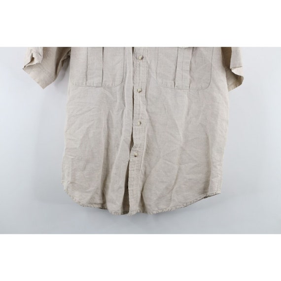 90s Eddie Bauer Mens Medium Linen Blend Short Sle… - image 3