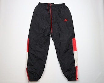 Pantalon de jogging en nylon doublé grand orthographe pour homme de soccer à onglet des années 90, noir, pantalon de jogging de soccer à onglet vintage des années 1990, pantalon de jogging d'échauffement de football des années 1990