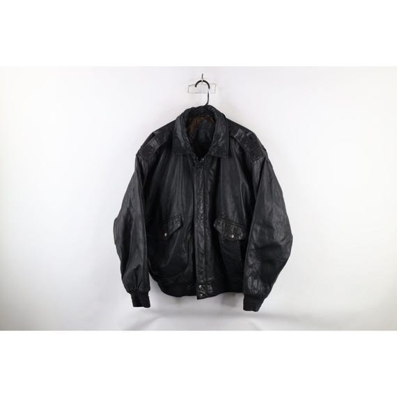 90s Streetwear Mens L Distressed Lined Leather Flight Bomber 90s Streetwear Mens L Distressed Lined Leather Flight Bomber