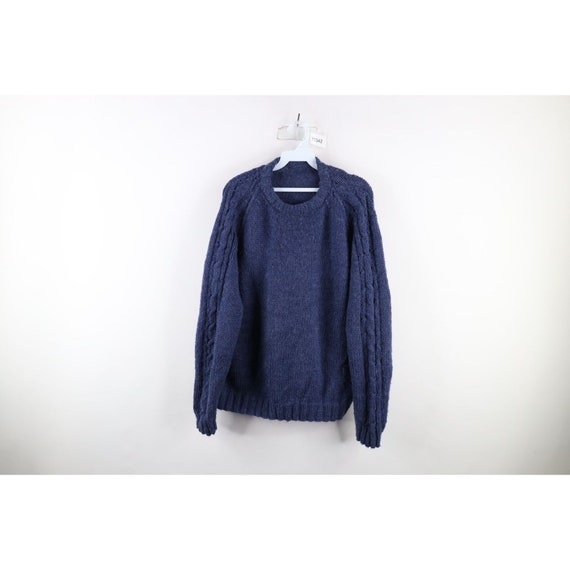 60s 70s Streetwear Womens XL Blank Soft Cable Kni… - image 1