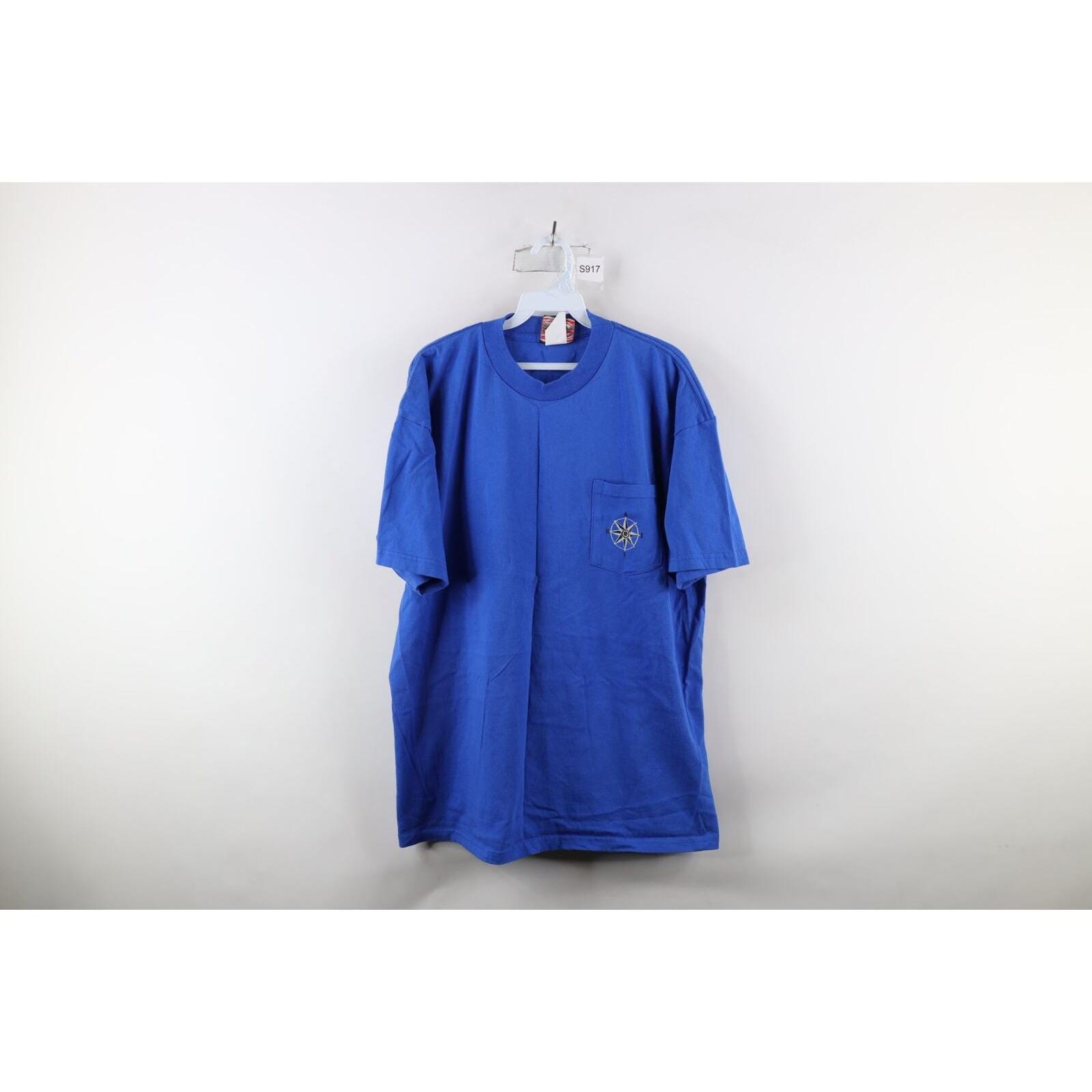 Buy 90s Marlboro Mens XL Faded Compass Skiing Pocket T-shirt Blue 