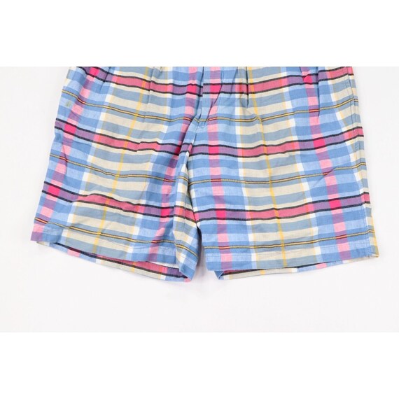 90s Streetwear Mens 36 Pleated India Madras Plaid… - image 3