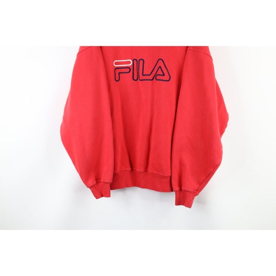 90s Fila Mens Large Faded Spell Out Big Logo Crew… - image 3