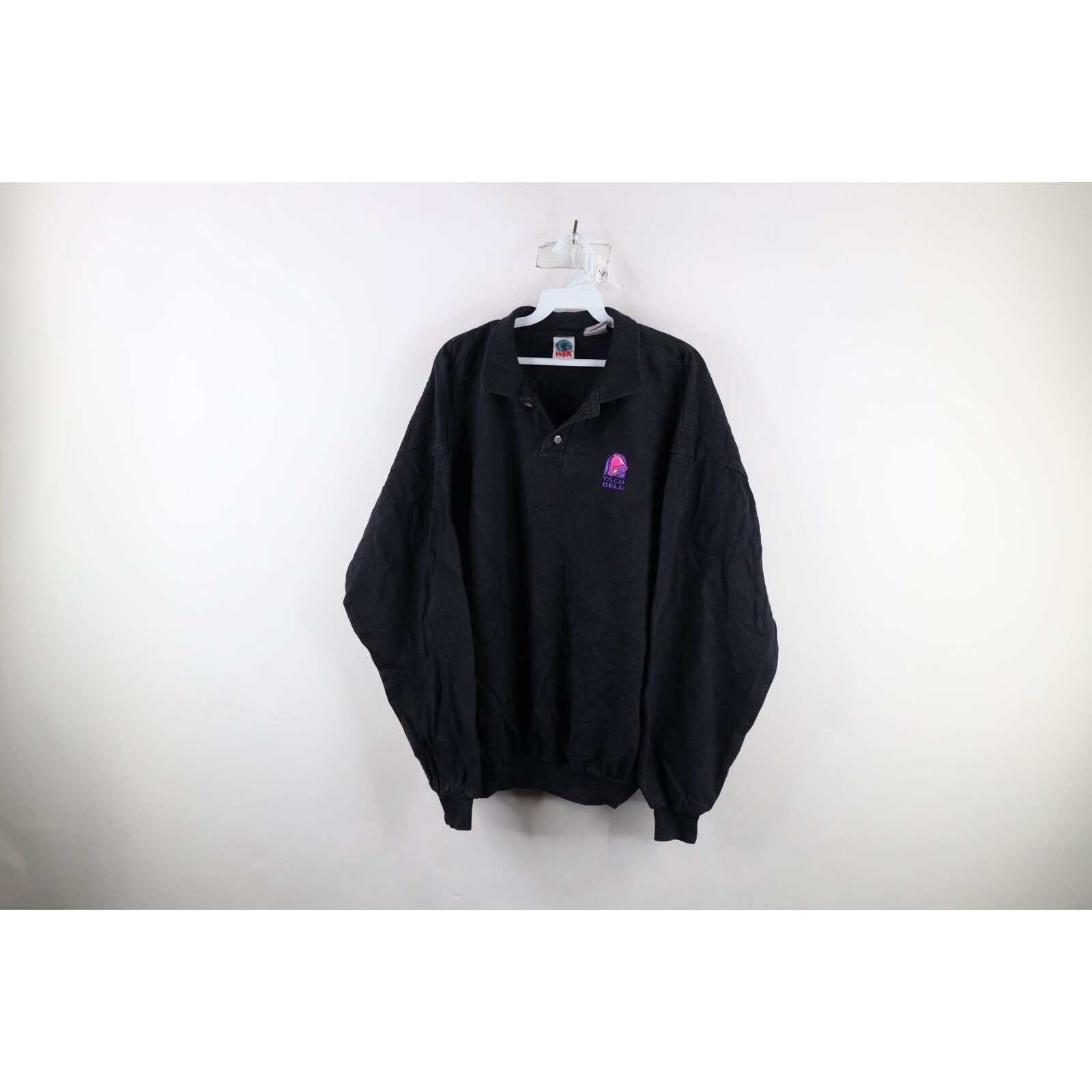 90s Taco Bell Mens S M Faded Spell Out Collared Sweatshirt Black USA Vintage Taco Bell Collared Sweatshirt 1990s Taco Bell Sweatshirt Etsy UK