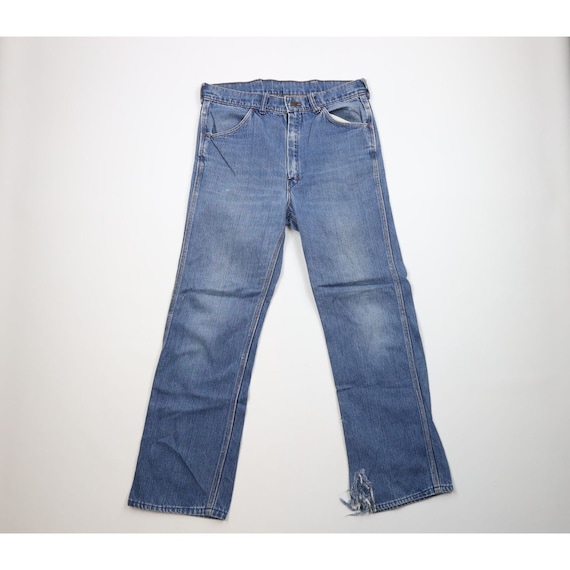 70s Streetwear Mens 34x30 Distressed Wide Leg Bel… - image 1