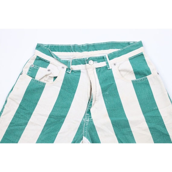 90s Streetwear Mens 31 Faded Striped Color Block Denim Jean