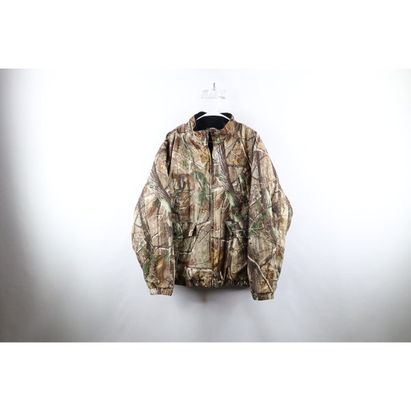 Veste en tissu doux doublée polaire camouflage Realtree pour homme des années 90 Winchester, veste en peau de chamois camouflage Realtree vintage, veste de chasse