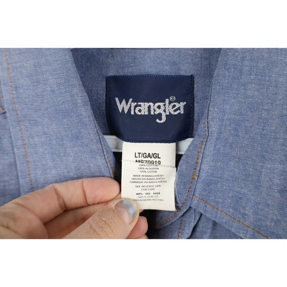 90s Wrangler Mens Large Tall Spell Out Chambray W… - image 7