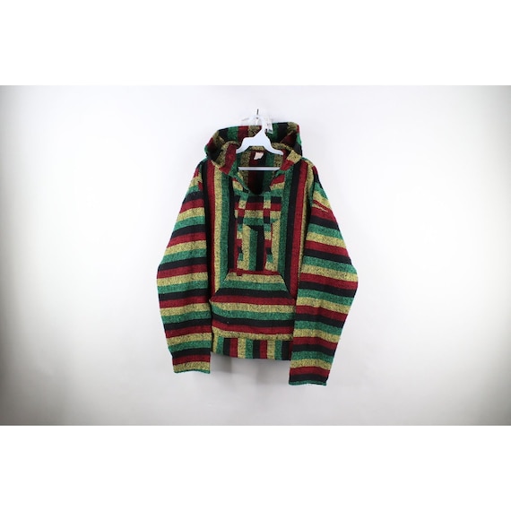 90s Streetwear Mens XL Rasta Striped Color Block Knit Drug Rug Hoodie Vintage Drug Rug Hoodie 1990s Knit Hoodie Striped Mens Hoodie 90s Etsy