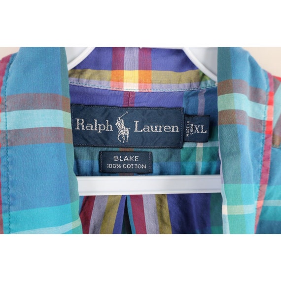 90s Ralph Lauren Mens XL Faded Rainbow India Madr… - image 7