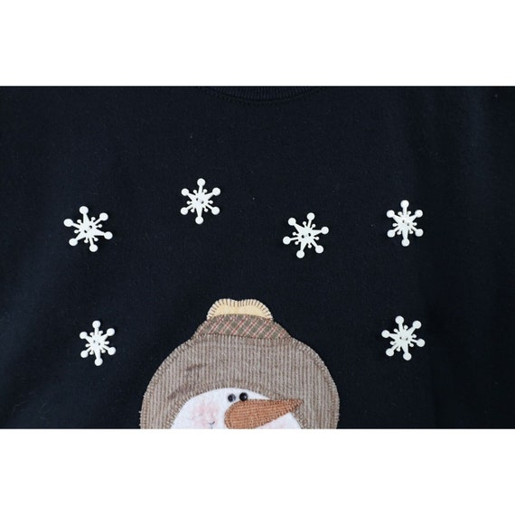 90s Womens XL Distressed Christmas Snowman Crewne… - image 6