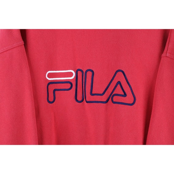 90s Fila Mens Large Faded Spell Out Big Logo Crew… - image 4